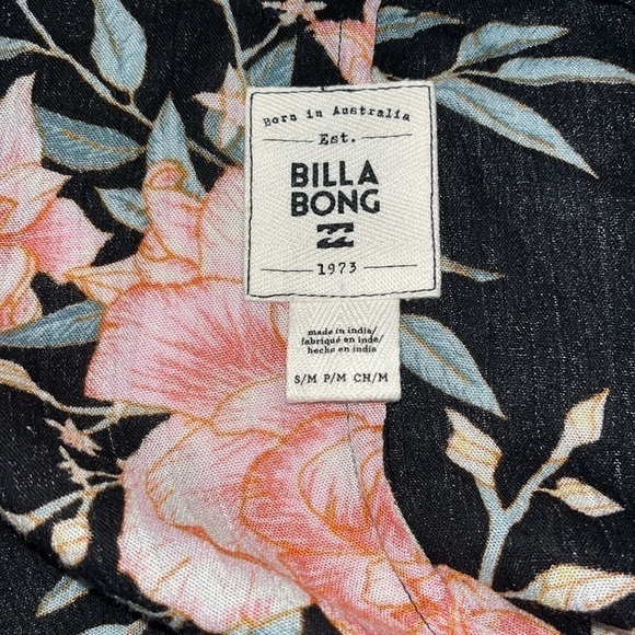 Billabong Kimono Open Front Cardigan Black W/ Pink Floral Women’s Size S/M - Picture 6 of 6